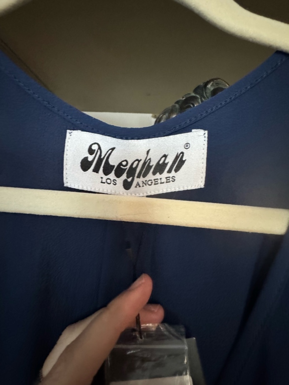 Meghan LA Navy Blue Maxi Wrap Dress with Tie Waist - Picture 4 of 6